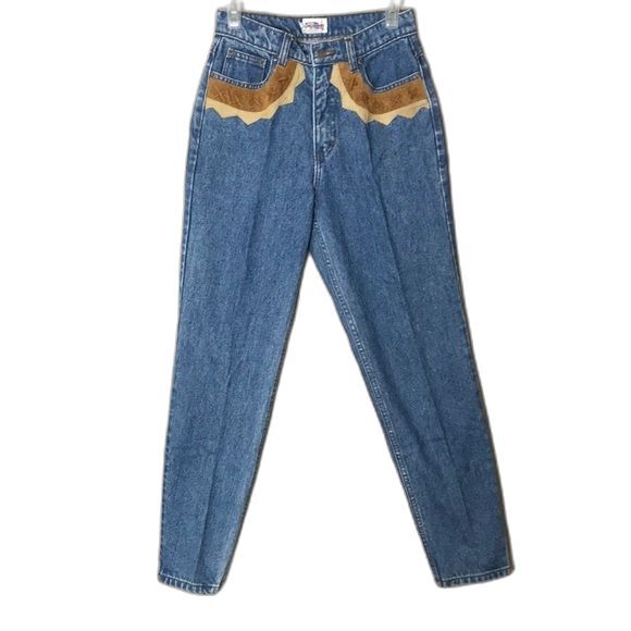 Vintage Sap Man denim jeans with leather details around pockets area size 10 - Picture 1 of 15